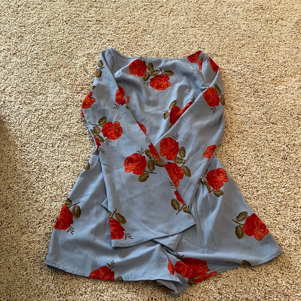 Urban Outfitters blue floral romper